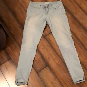 YMI Stretch Light Blue Distressed Anklet Jeans